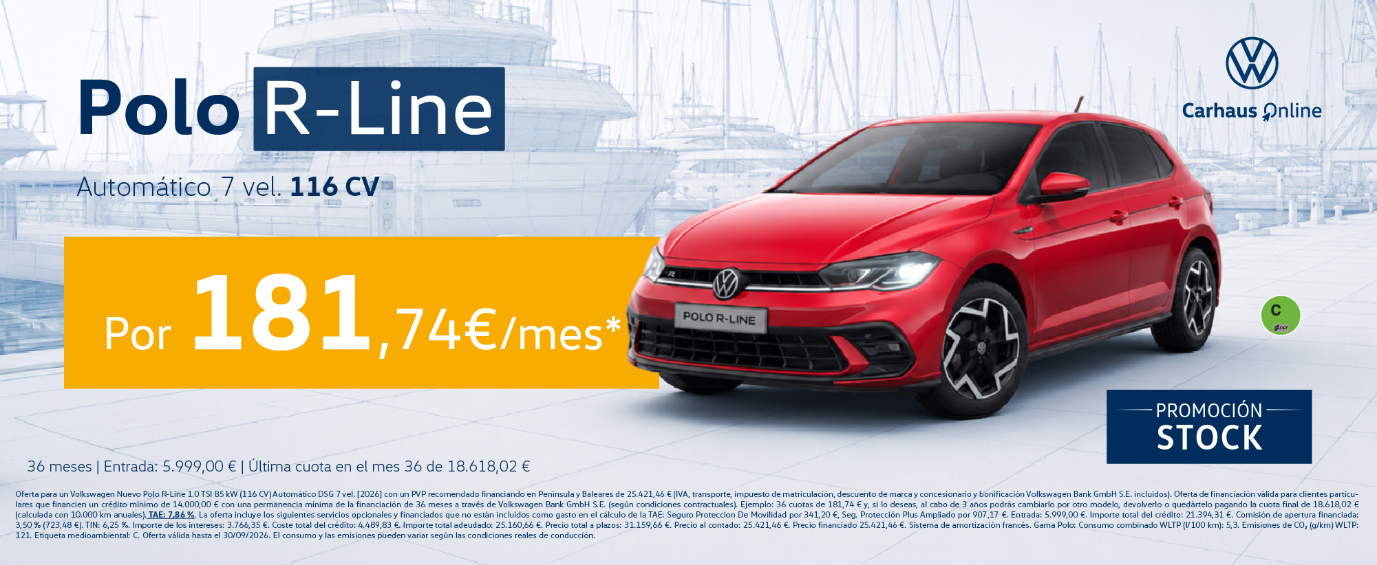 Volkswagen Polo R-Line rojo 1.0 TSI DSG 116 CV
